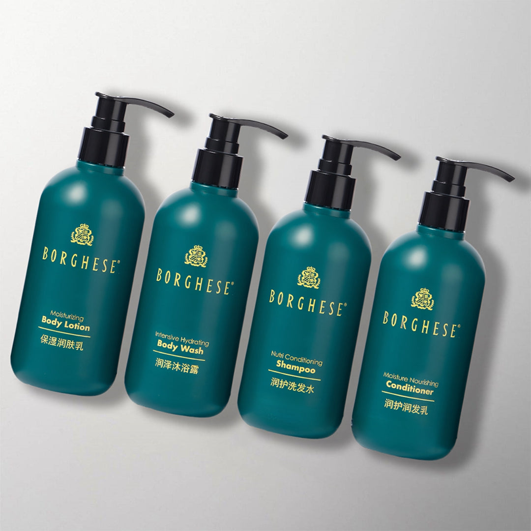 a set of 4 BORGHESE hotel toiletries.