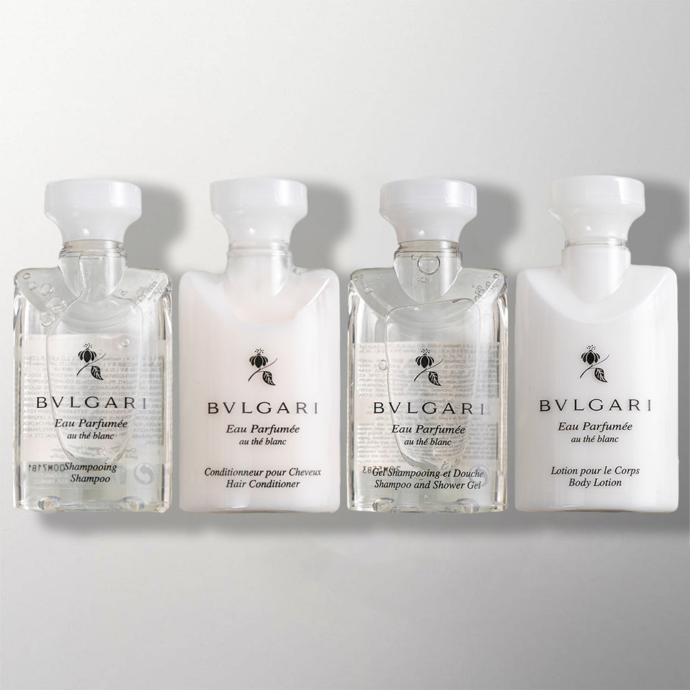 one set of Bvlgari white tea toiletries.