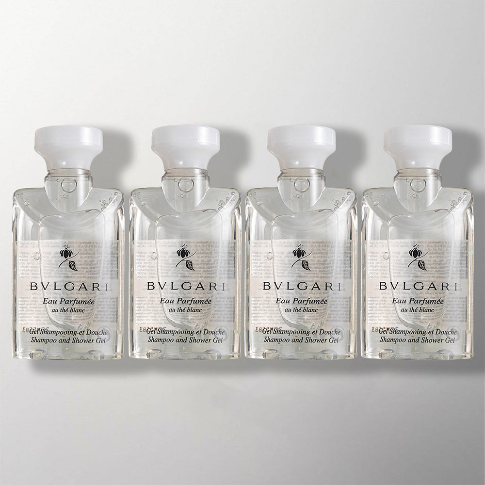 one set of 4 bvlgari white tea shower gel 40ml.